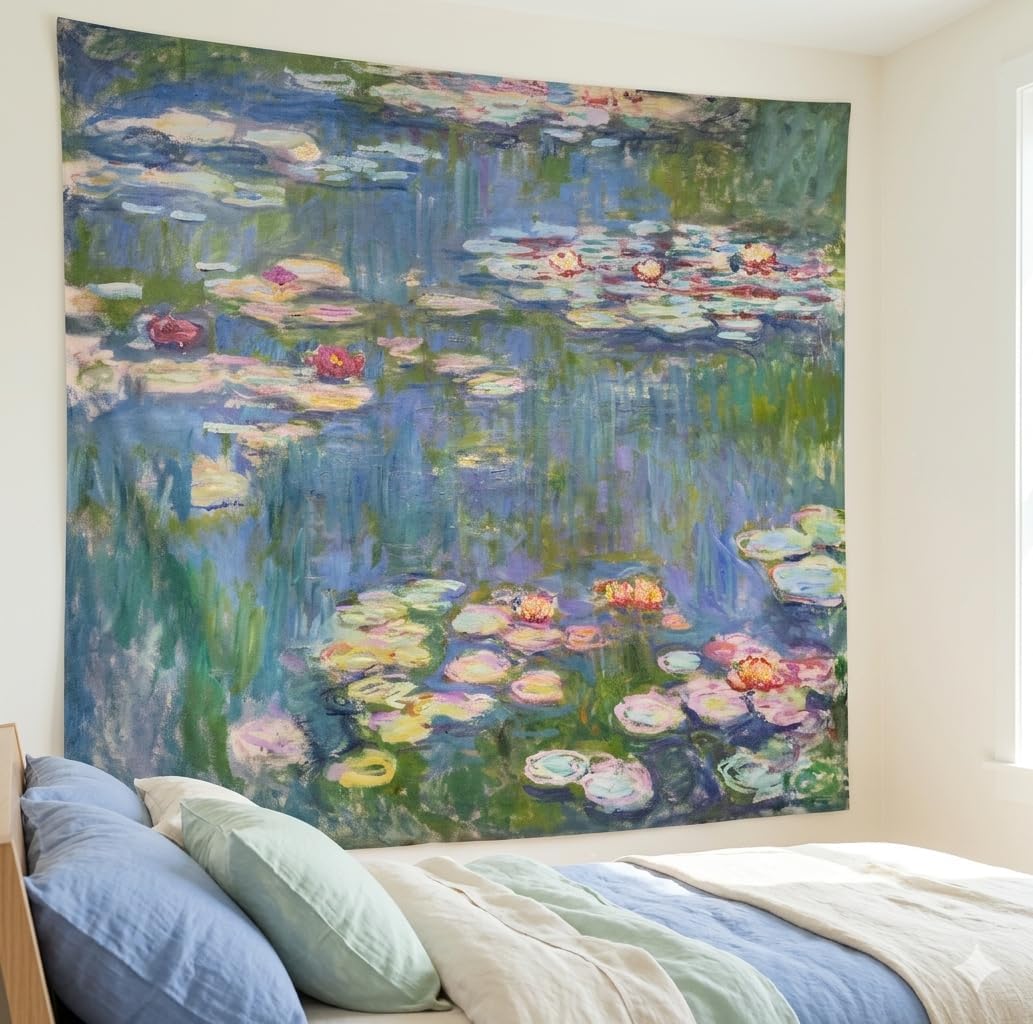 Monet Waterlily Floral Wall Tapestry