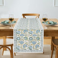 Block‑Print Green Cotton Table Runner