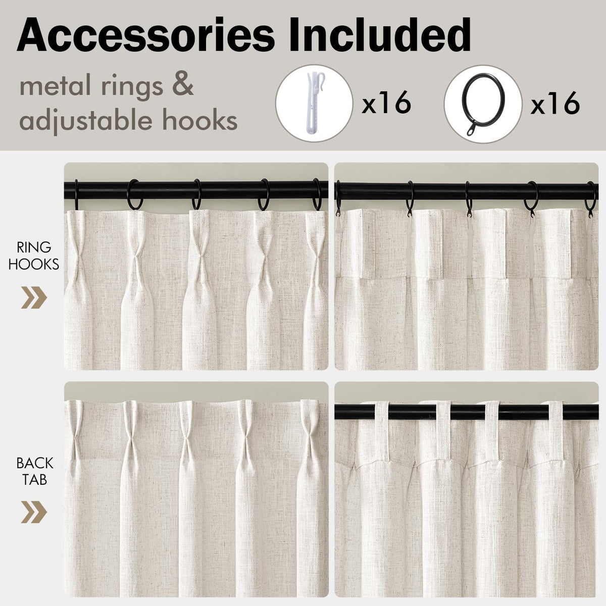 Natural Pinch‑Pleated Linen Window Curtains