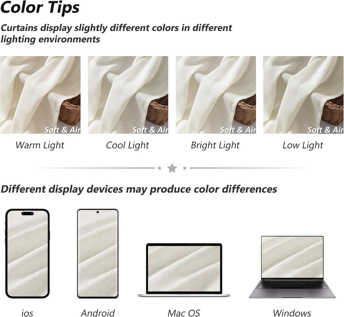 Natural Cream Linen Light‑Filtering Curtains