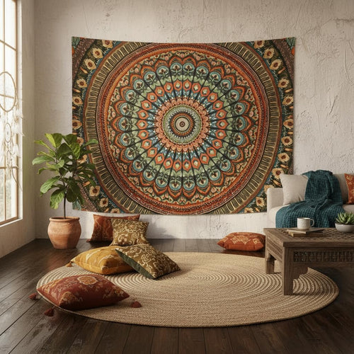 Boho Mandala Floral Wall Tapestry
