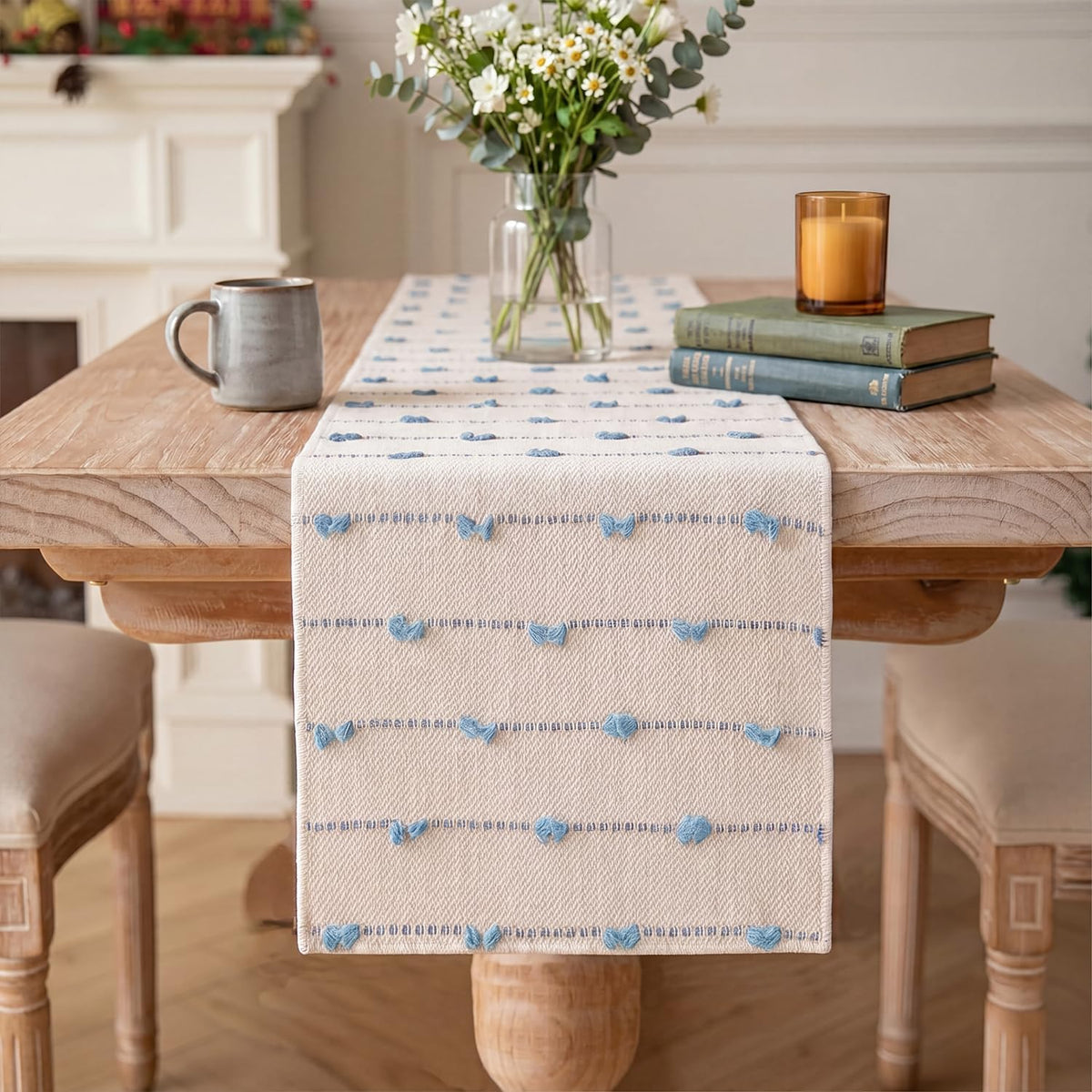 Boho Woven Cotton Farmhouse Table Runner