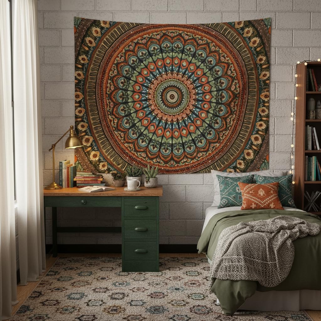 Boho Mandala Floral Wall Tapestry