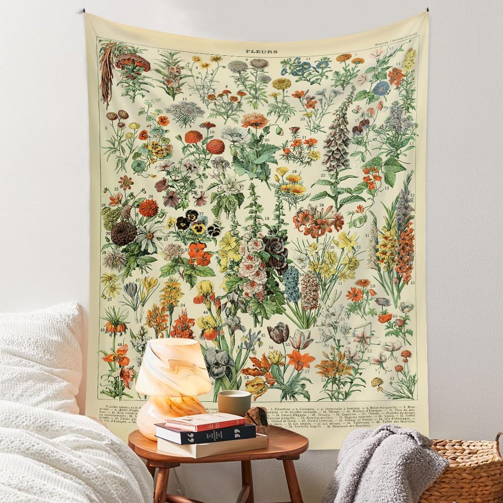 Vintage Floral Botanical Wall Tapestry