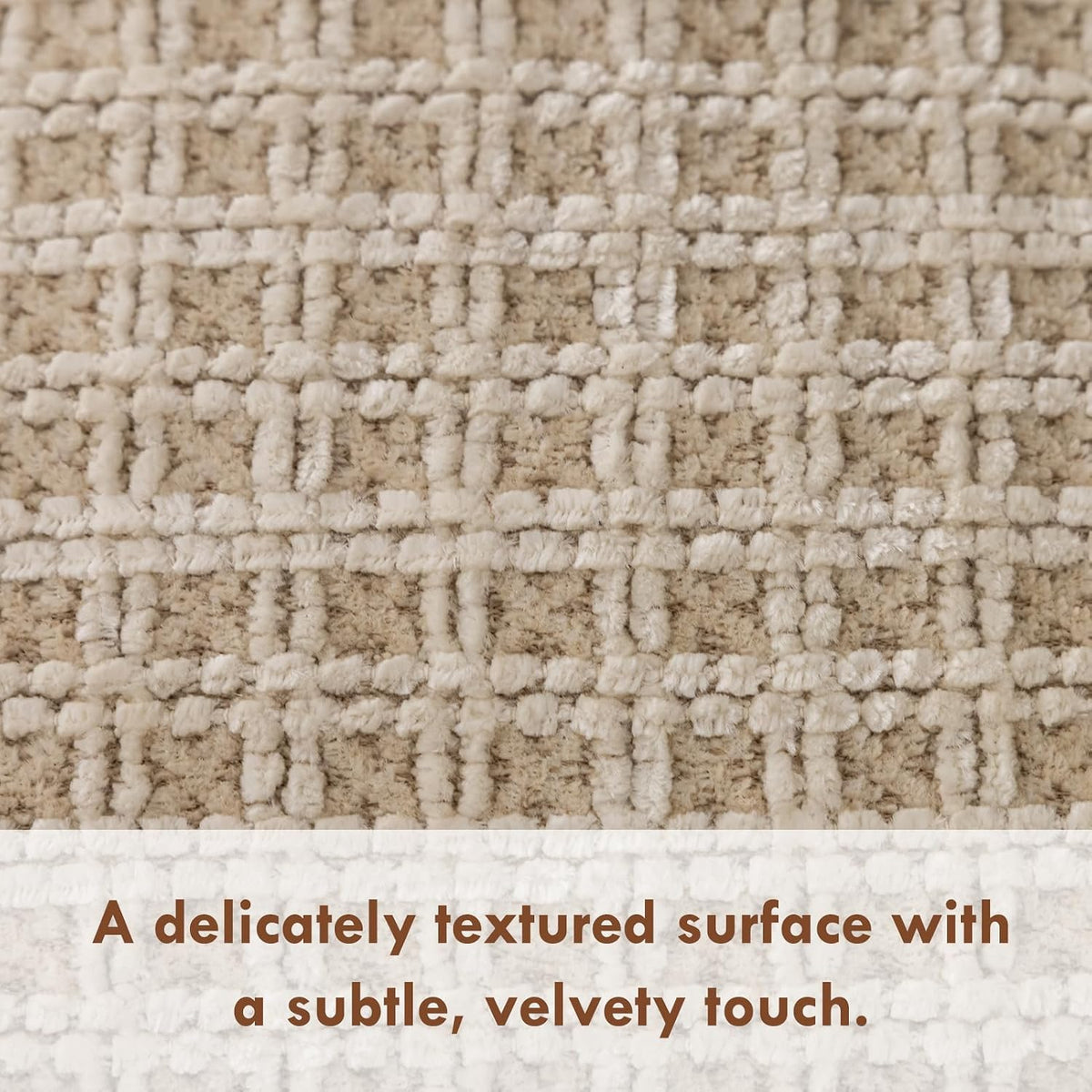 Beige‑White Chenille Woven Pillow Covers