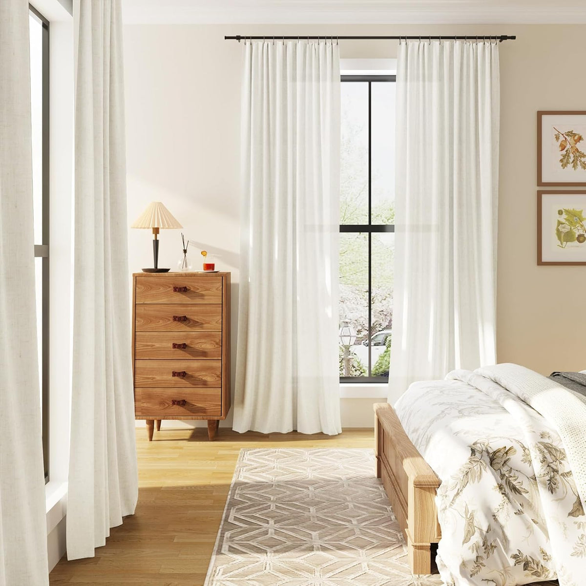 Natural Cream Linen Light‑Filtering Curtains