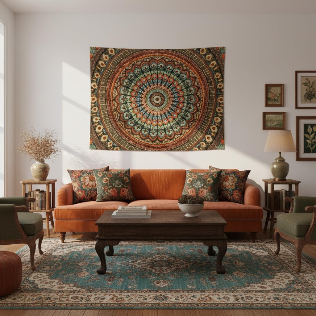 Boho Mandala Floral Wall Tapestry