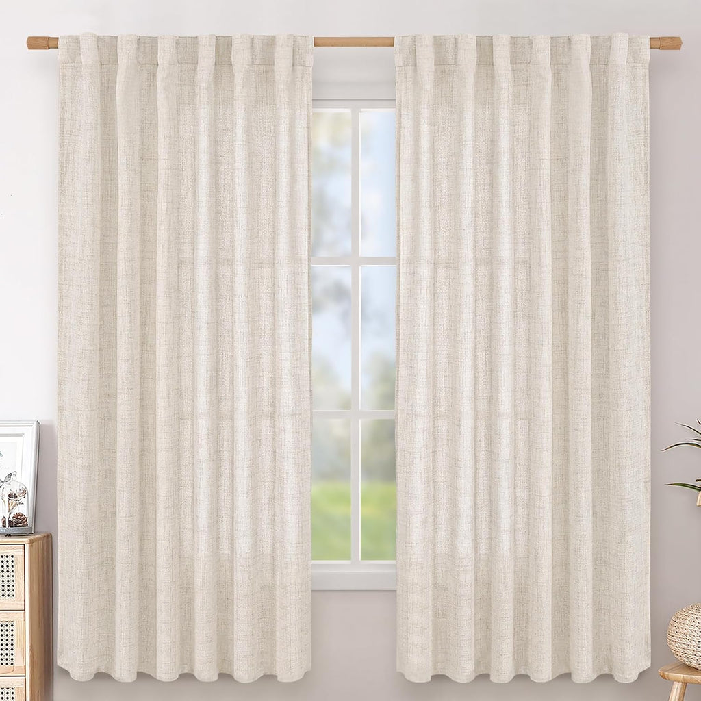 Semi‑Sheer Linen Living‑Room Window Drapes