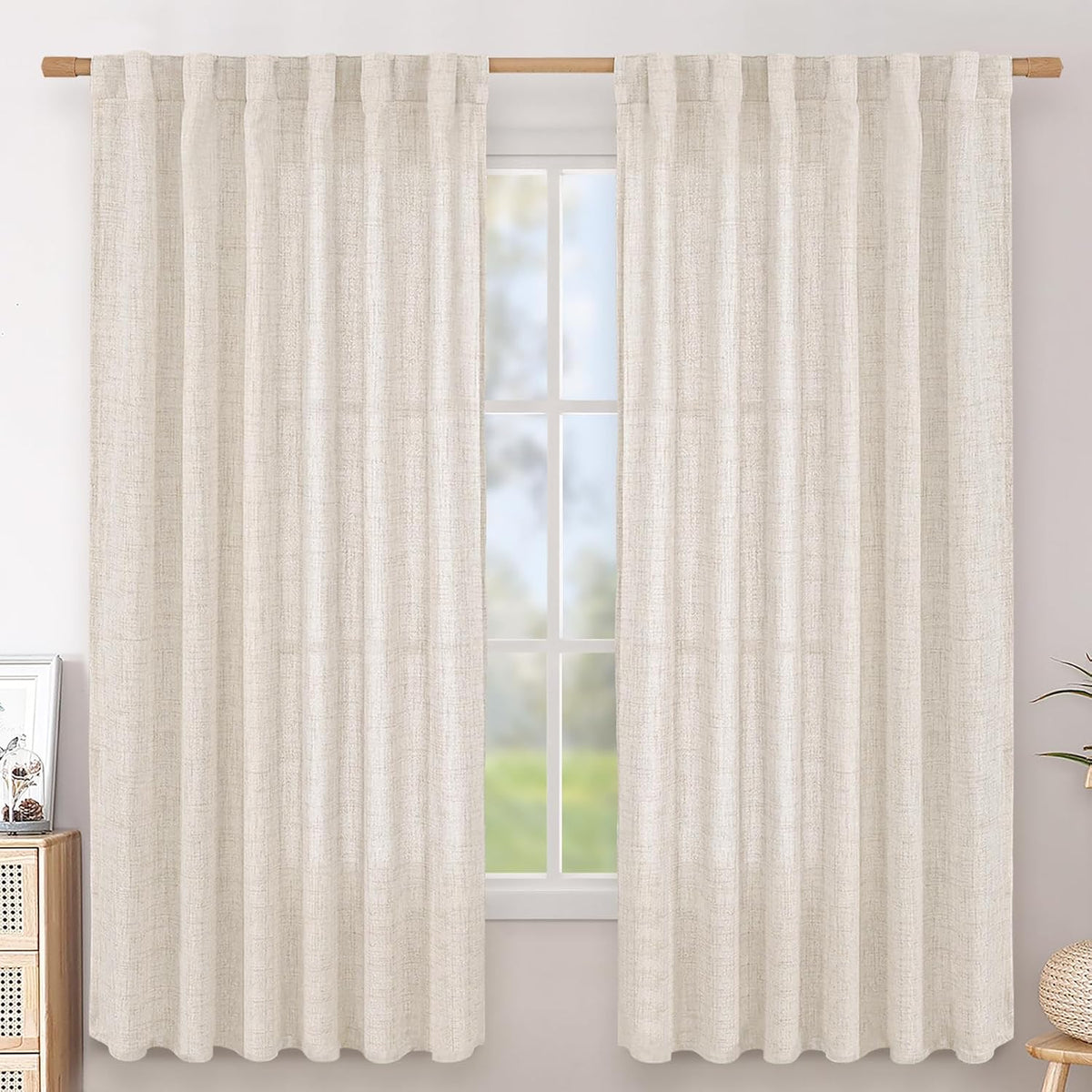 Semi‑Sheer Linen Living‑Room Window Drapes