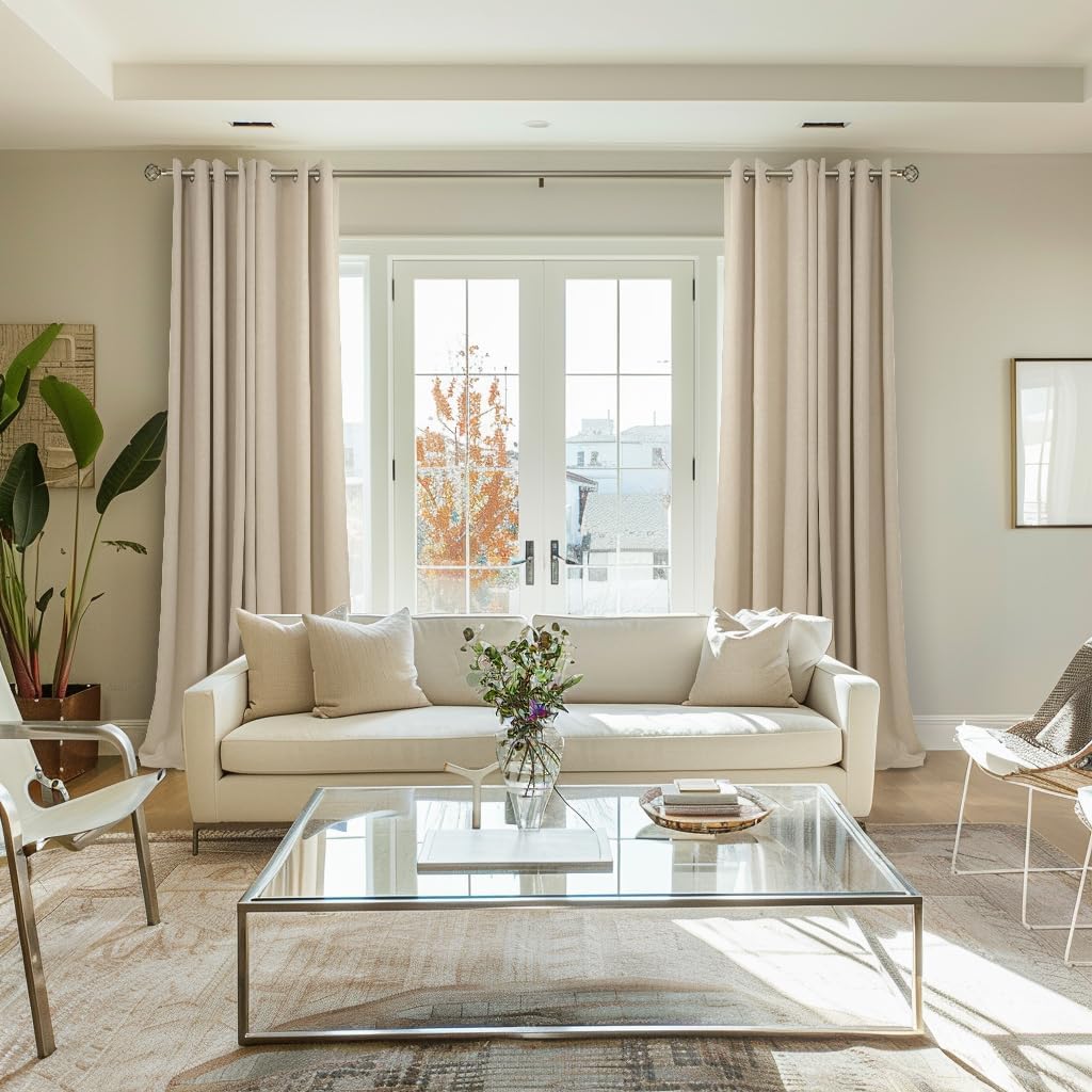 Oatmeal Linen Living‑Room Window Curtains