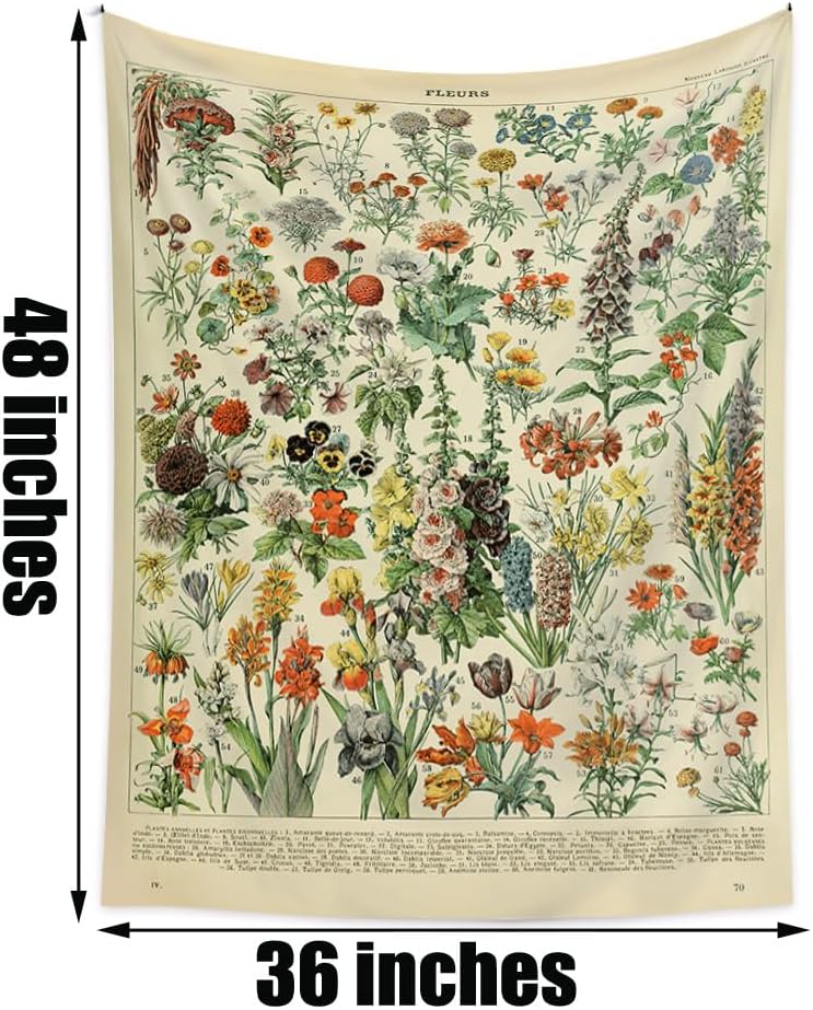 Vintage Floral Botanical Wall Tapestry