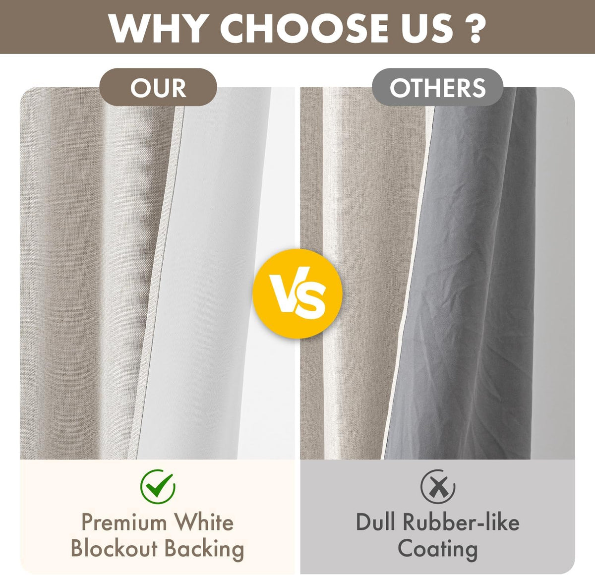 Cream Blackout Linen Bedroom Curtains Set