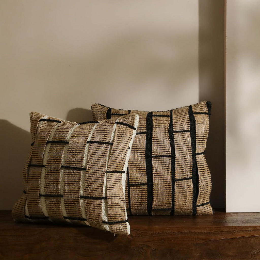 Hemp‑Pattern Woven Striped Throw Pillow