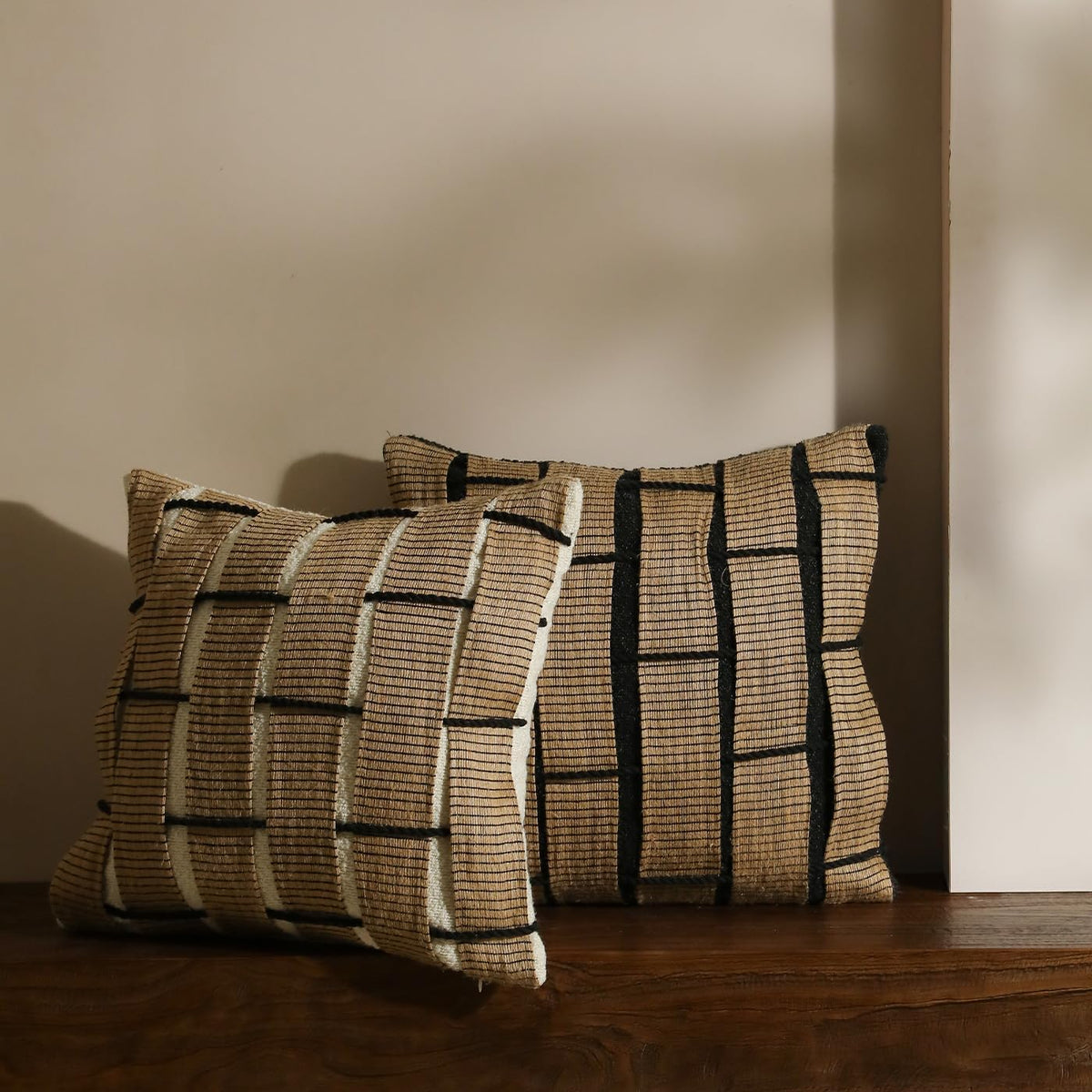Hemp‑Pattern Woven Striped Throw Pillow