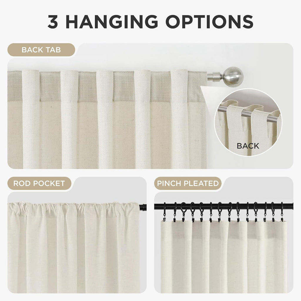 Ivory Linen Light‑Filtering Window Drapes