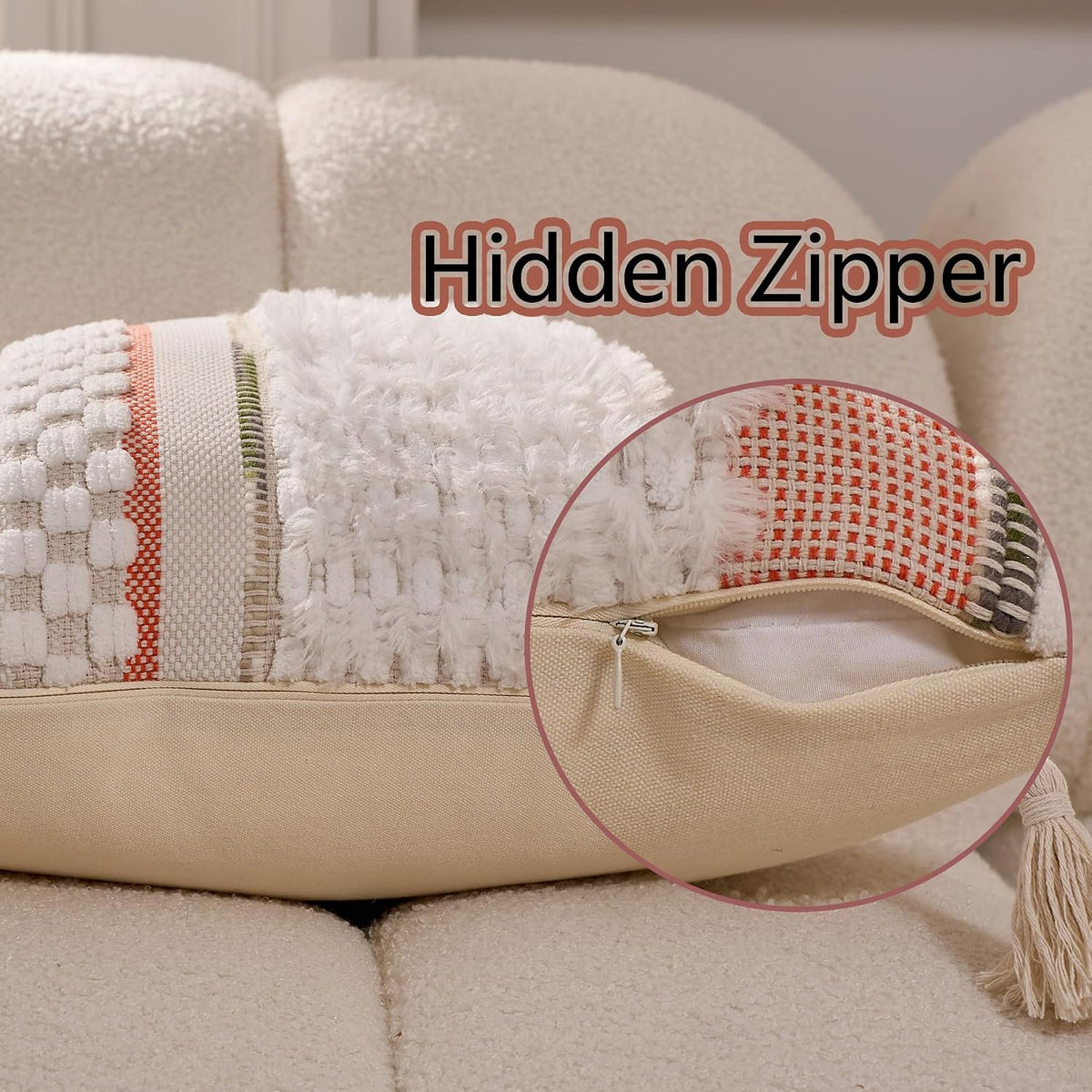 Boho Striped Chenille Pillow Covers Set