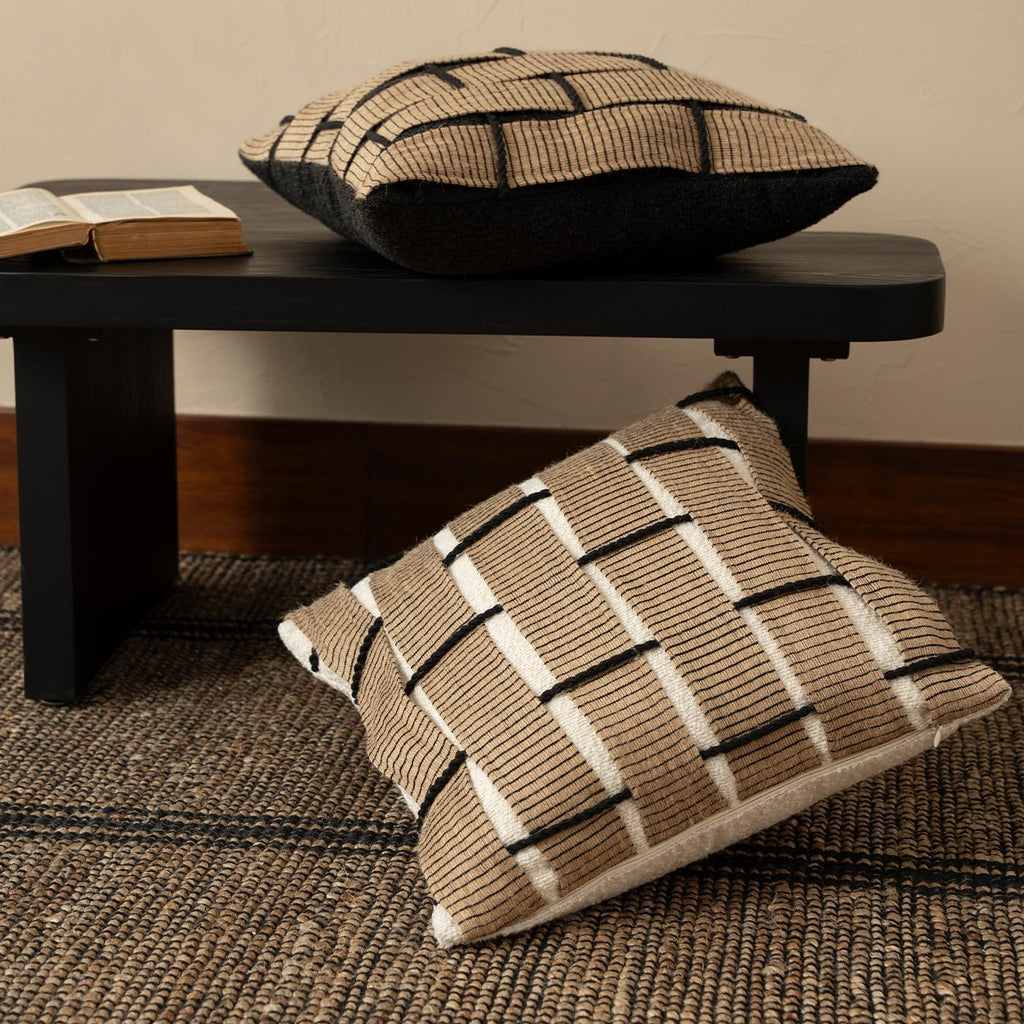 Hemp‑Pattern Woven Striped Throw Pillow