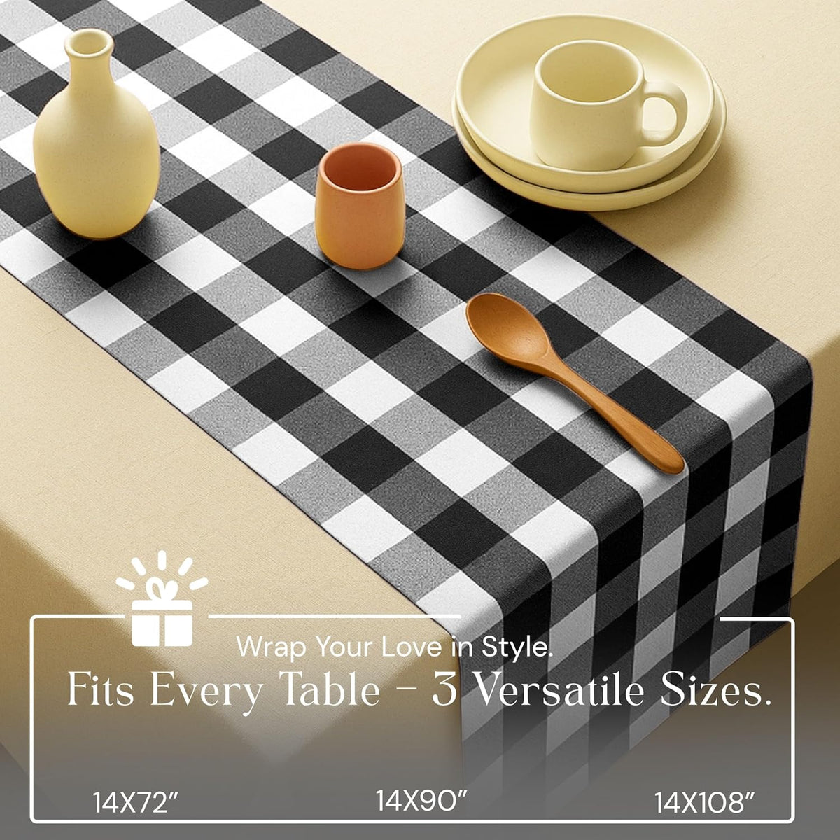 Cotton Buffalo‑Check Farmhouse Table Runner