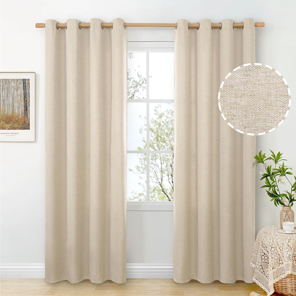 Oatmeal Linen Living‑Room Window Curtains