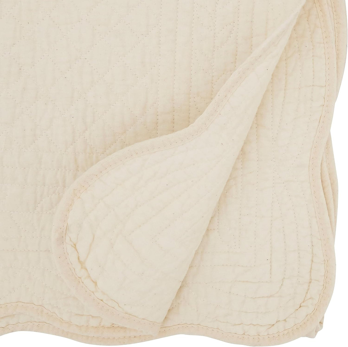 Cotton Quilted Ivory Table Runner