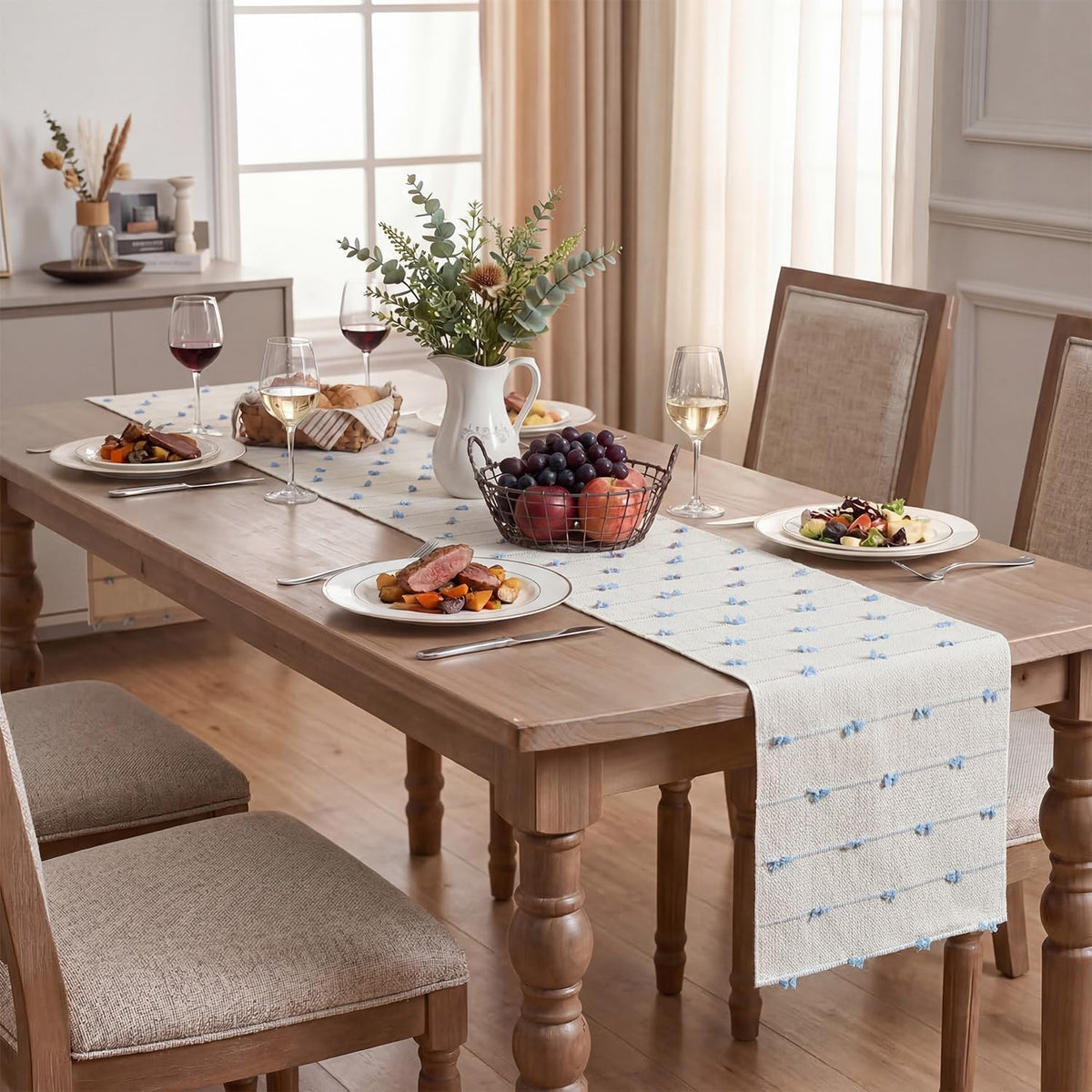 Boho Woven Cotton Farmhouse Table Runner