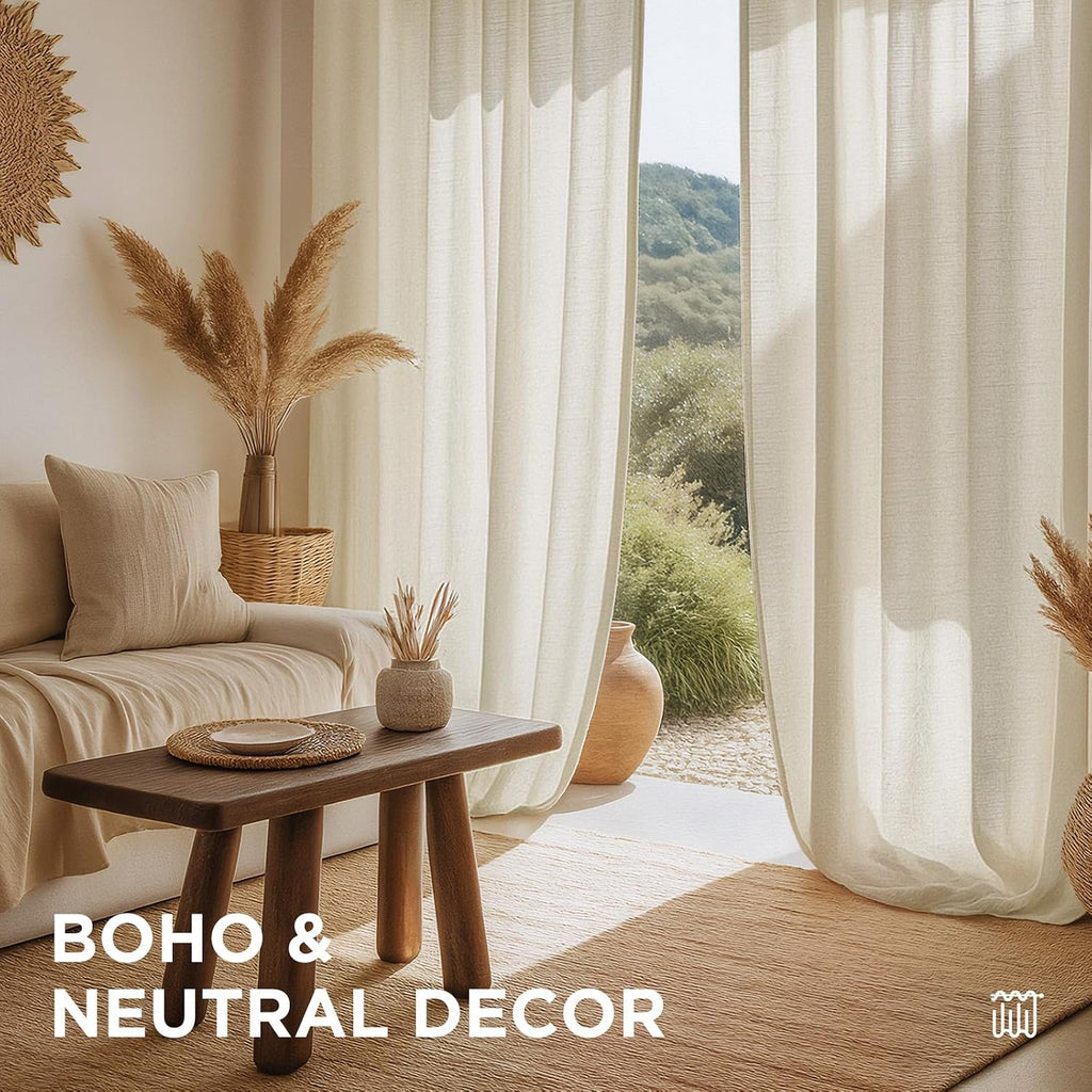 Ivory Linen Light‑Filtering Window Drapes