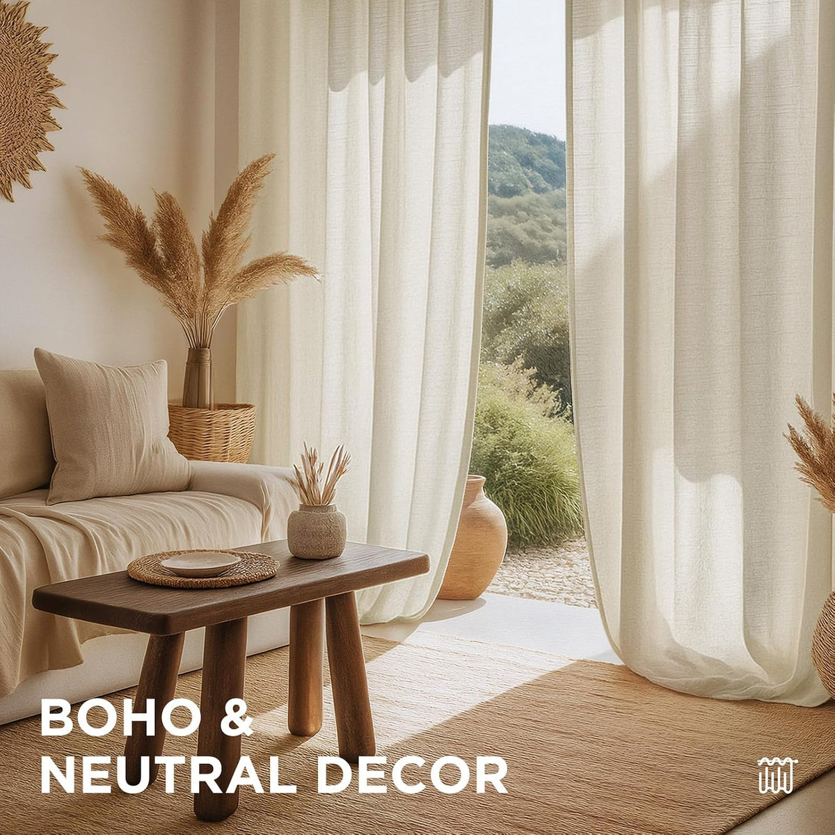 Ivory Linen Light‑Filtering Window Drapes
