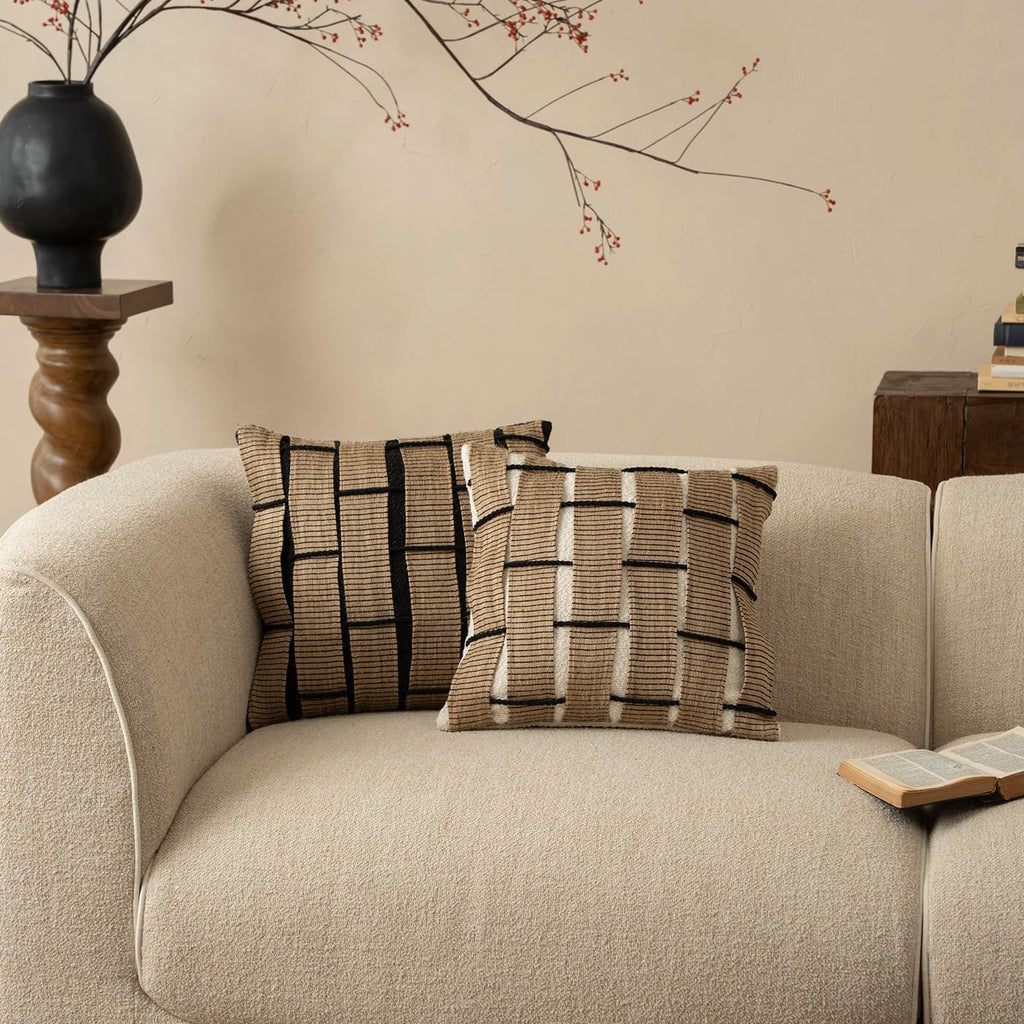 Hemp‑Pattern Woven Striped Throw Pillow