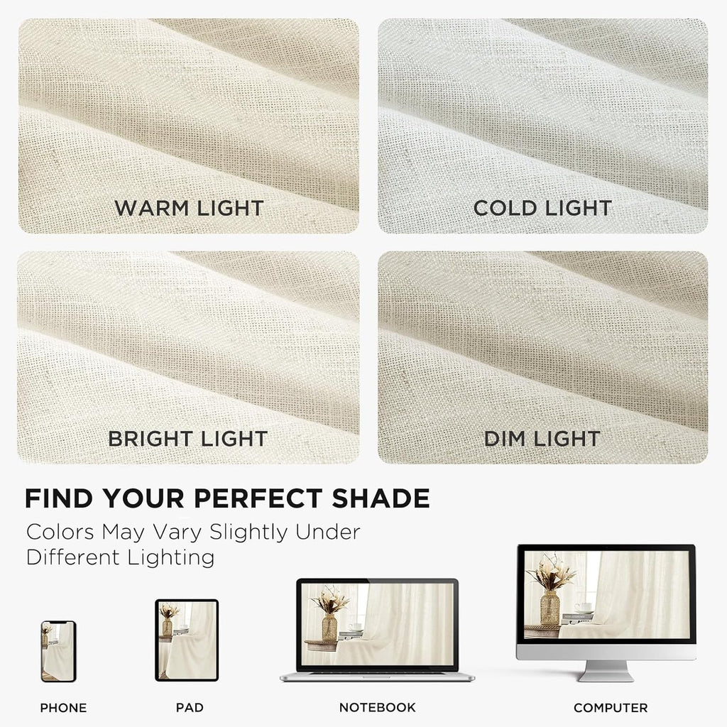 Ivory Linen Light‑Filtering Window Drapes