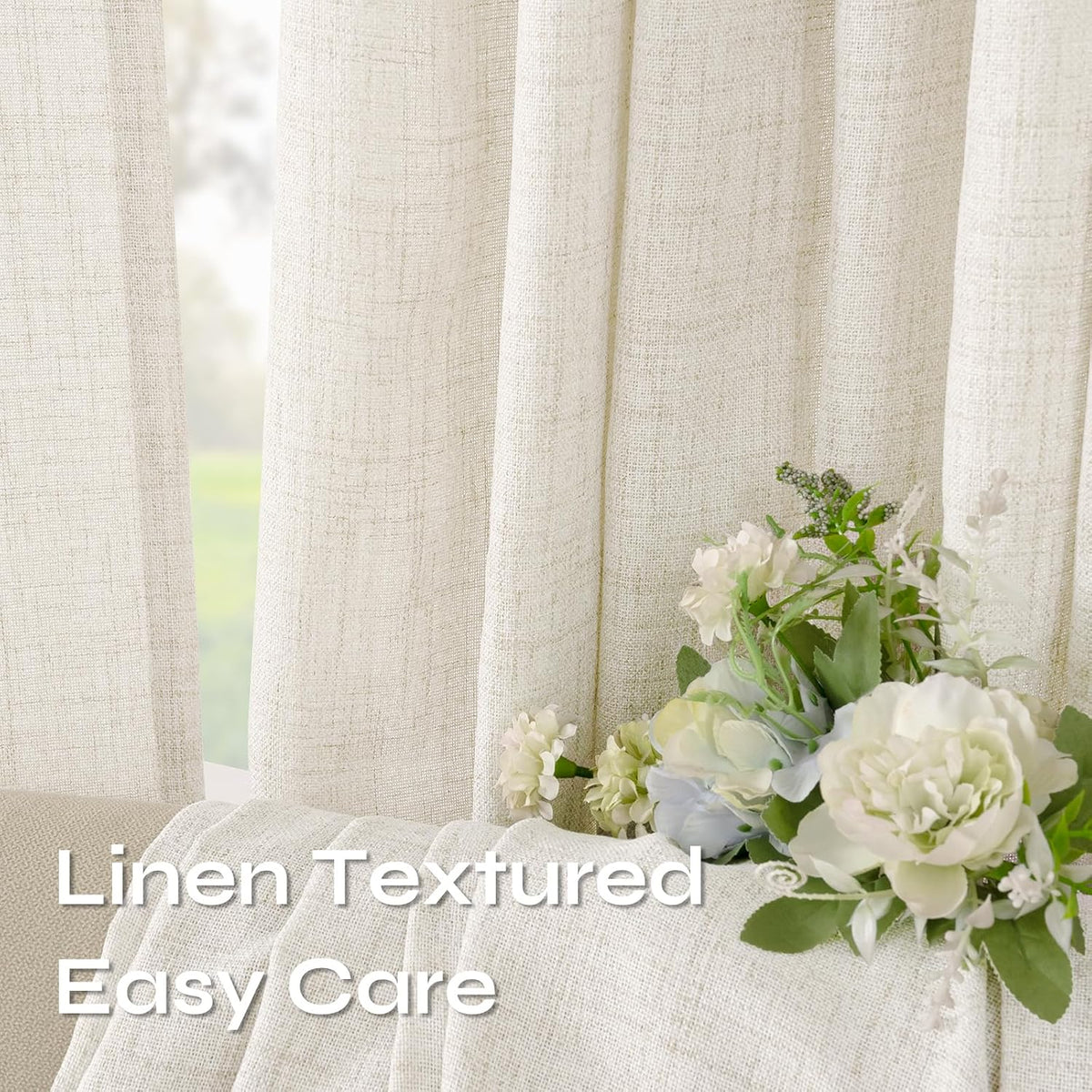 Semi‑Sheer Linen Living‑Room Window Drapes