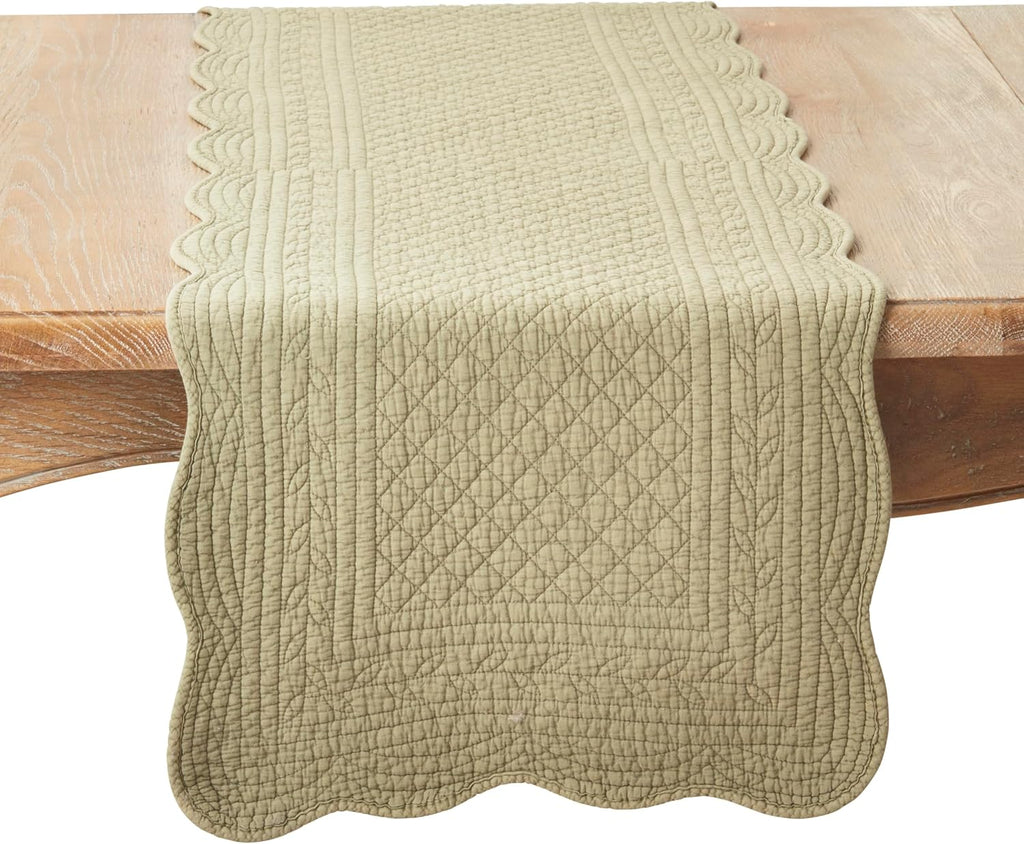 Cotton Quilted Ivory Table Runner