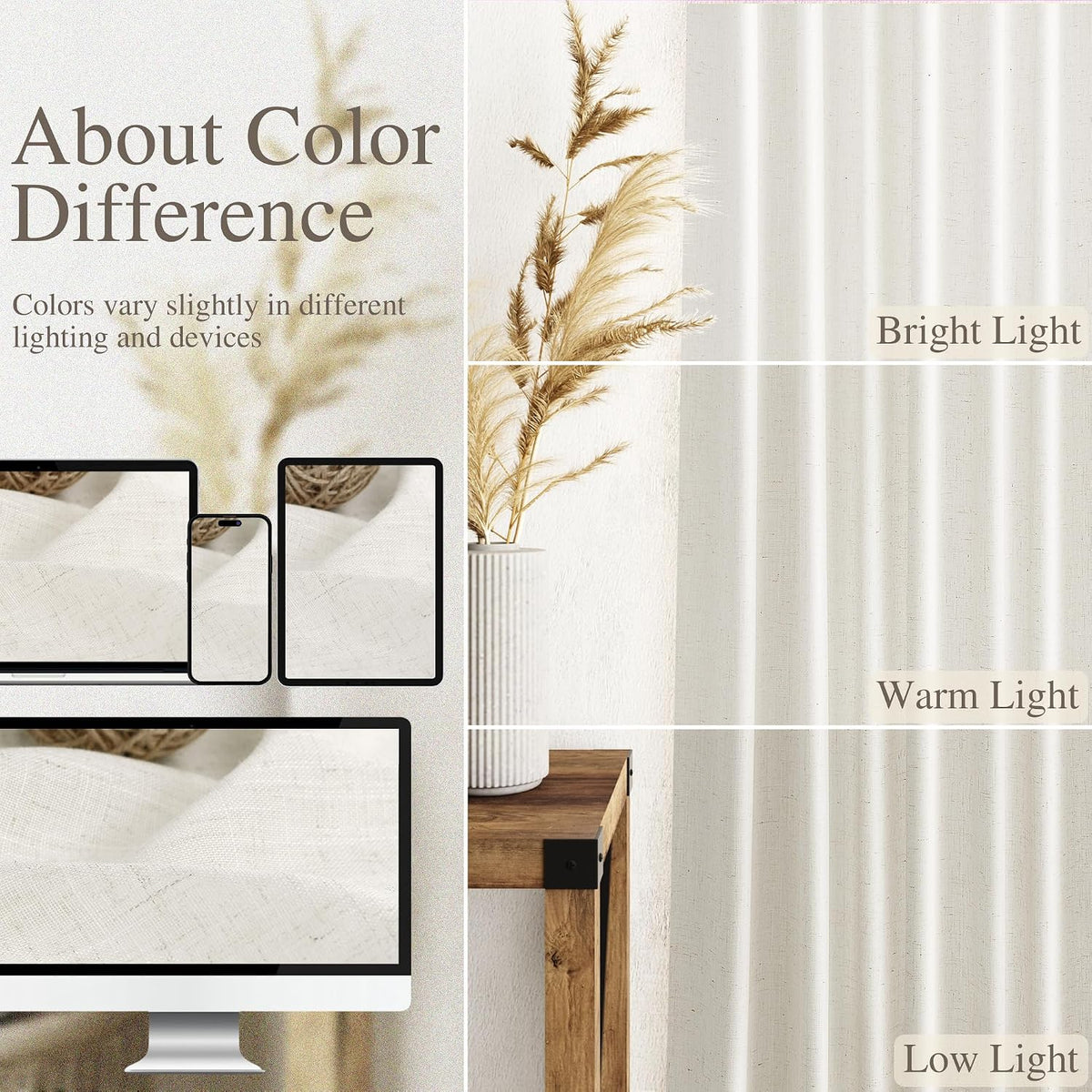 Ivory Linen Light‑Filtering Window Drapes