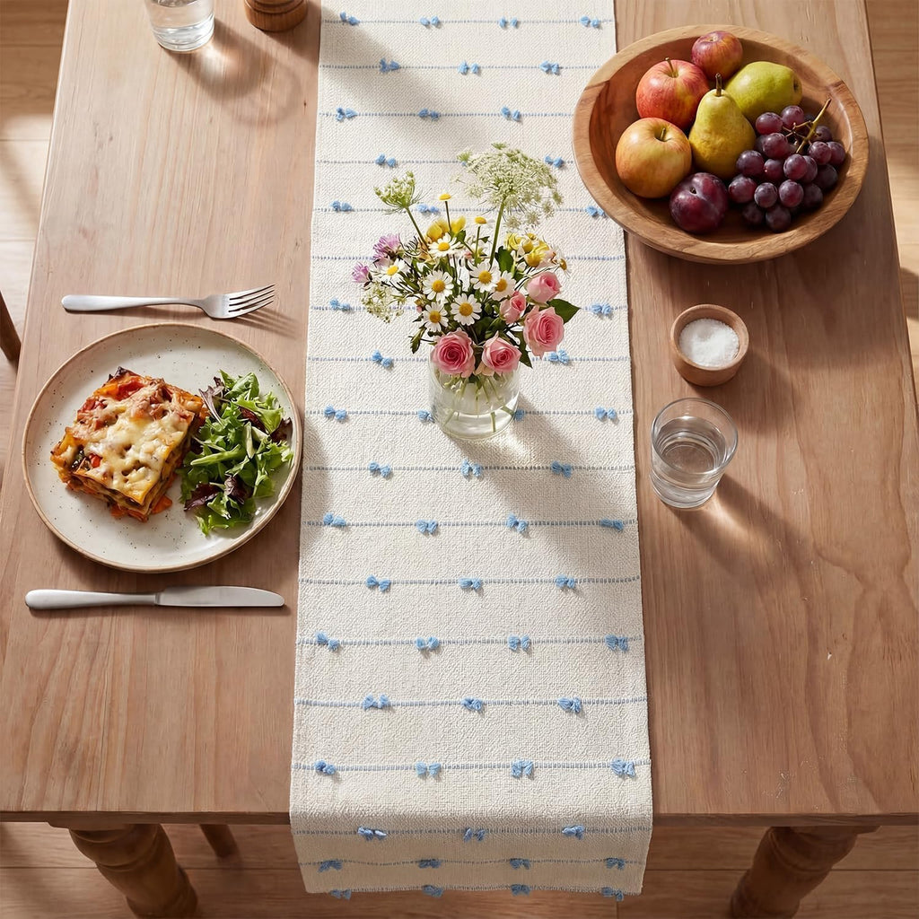 Boho Woven Cotton Farmhouse Table Runner