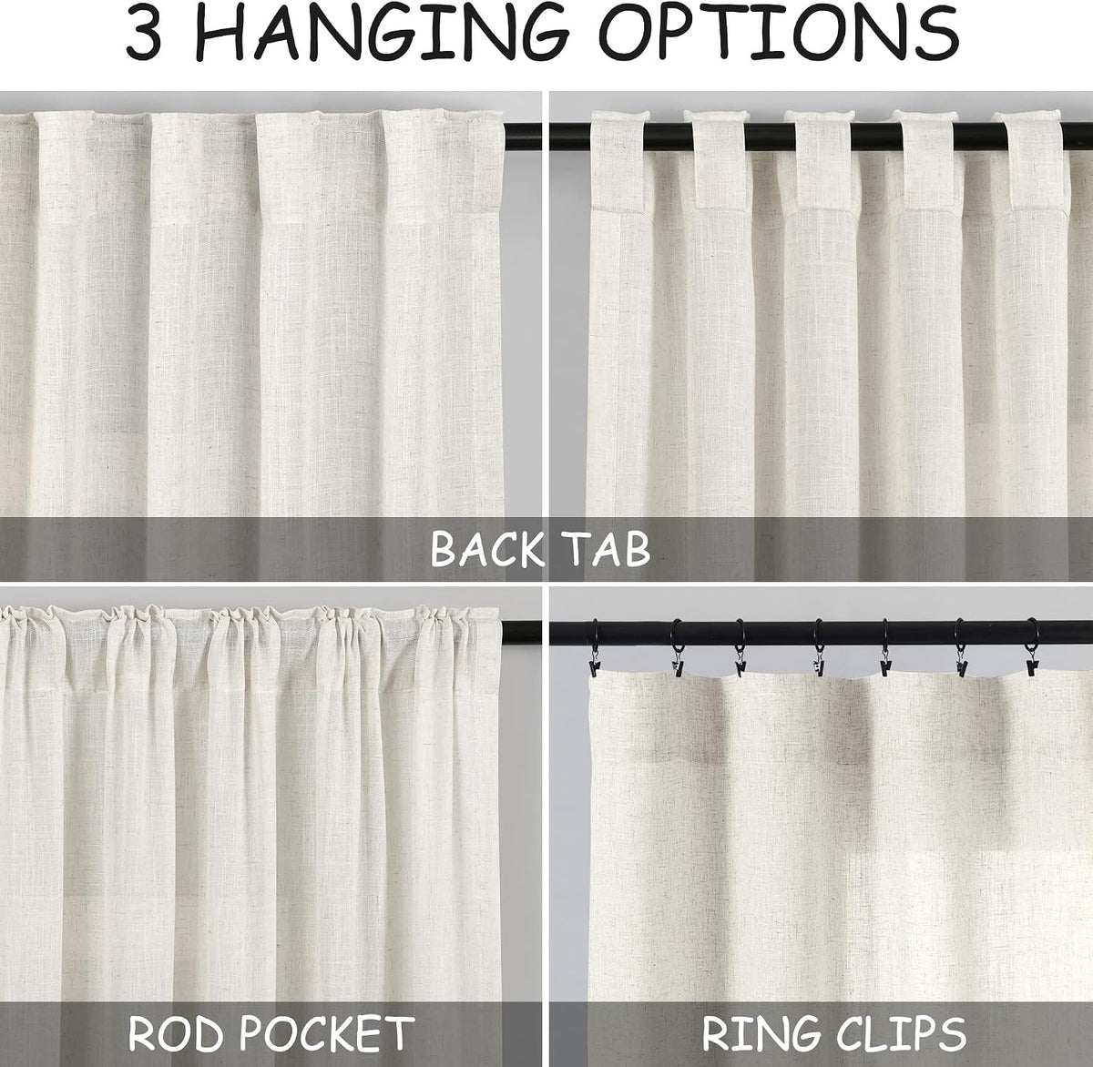 Ivory Linen Light‑Filtering Window Drapes