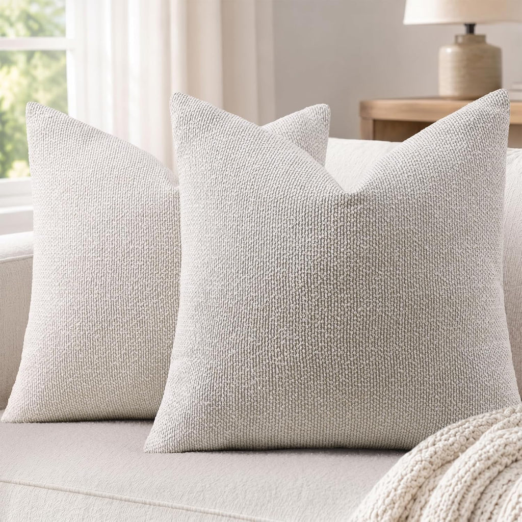 Cream‑White Woven Textured Pillow Covers
