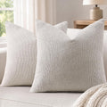Cream‑White Woven Textured Pillow Covers