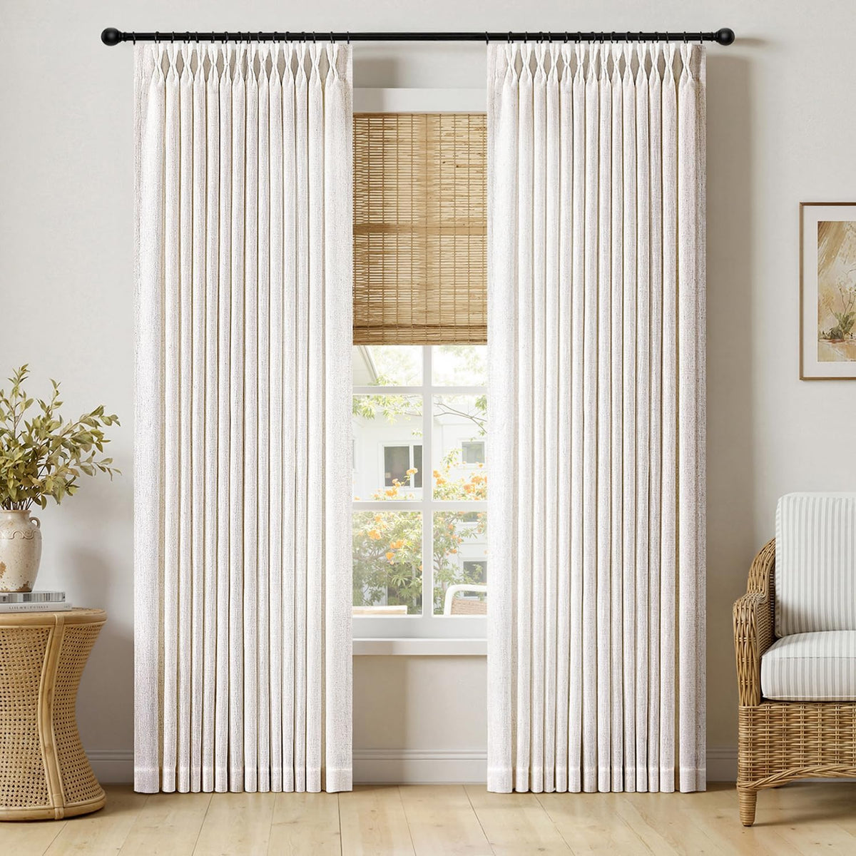 Natural Pinch‑Pleated Linen Window Curtains