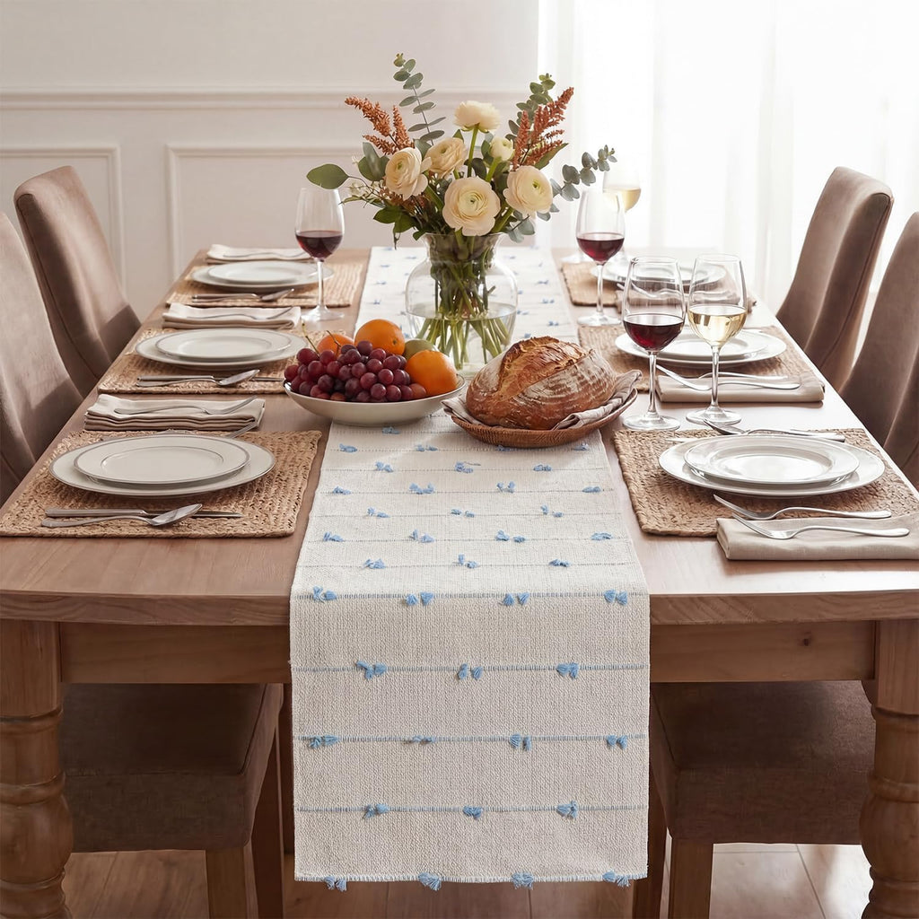 Boho Woven Cotton Farmhouse Table Runner