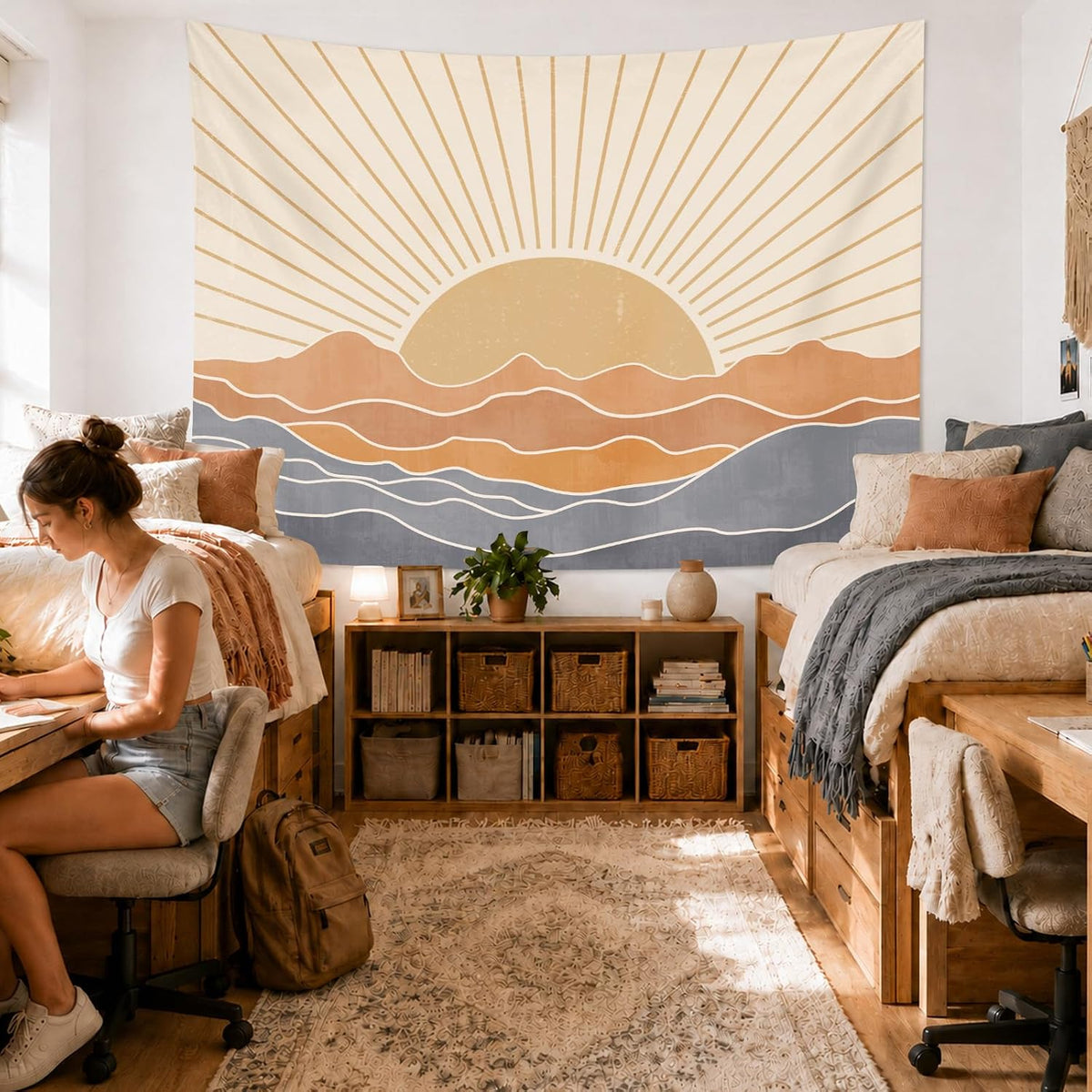 Boho Sun‑Theme Decorative Wall Tapestry