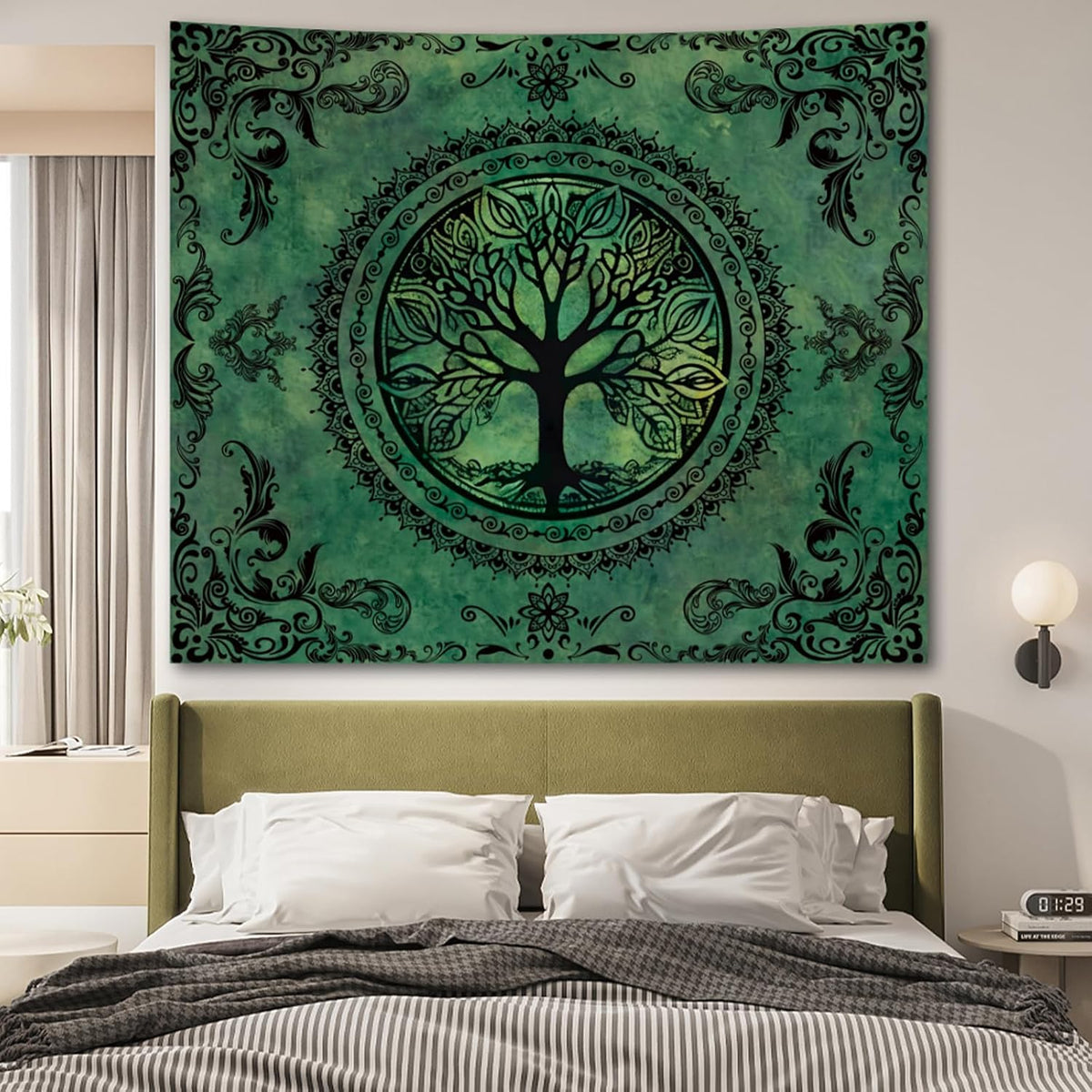 Green Boho Tree‑Life Wall Tapestry