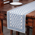Cotton Block‑Print Blue Table Runner