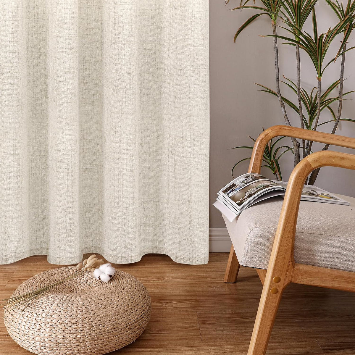 Semi‑Sheer Linen Living‑Room Window Drapes