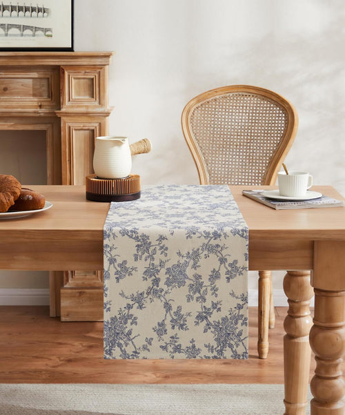 Blue French Pastoral Farmhouse Table Runner