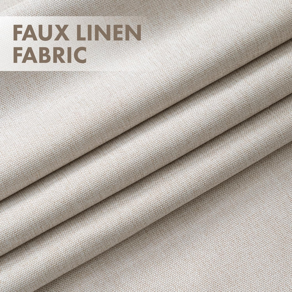 Cream Blackout Linen Bedroom Curtains Set