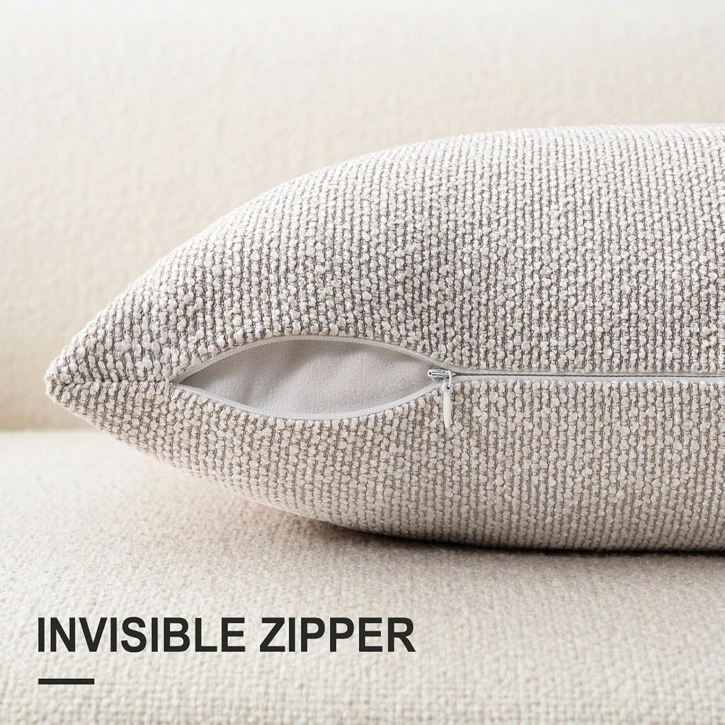 Cream‑White Woven Textured Pillow Covers