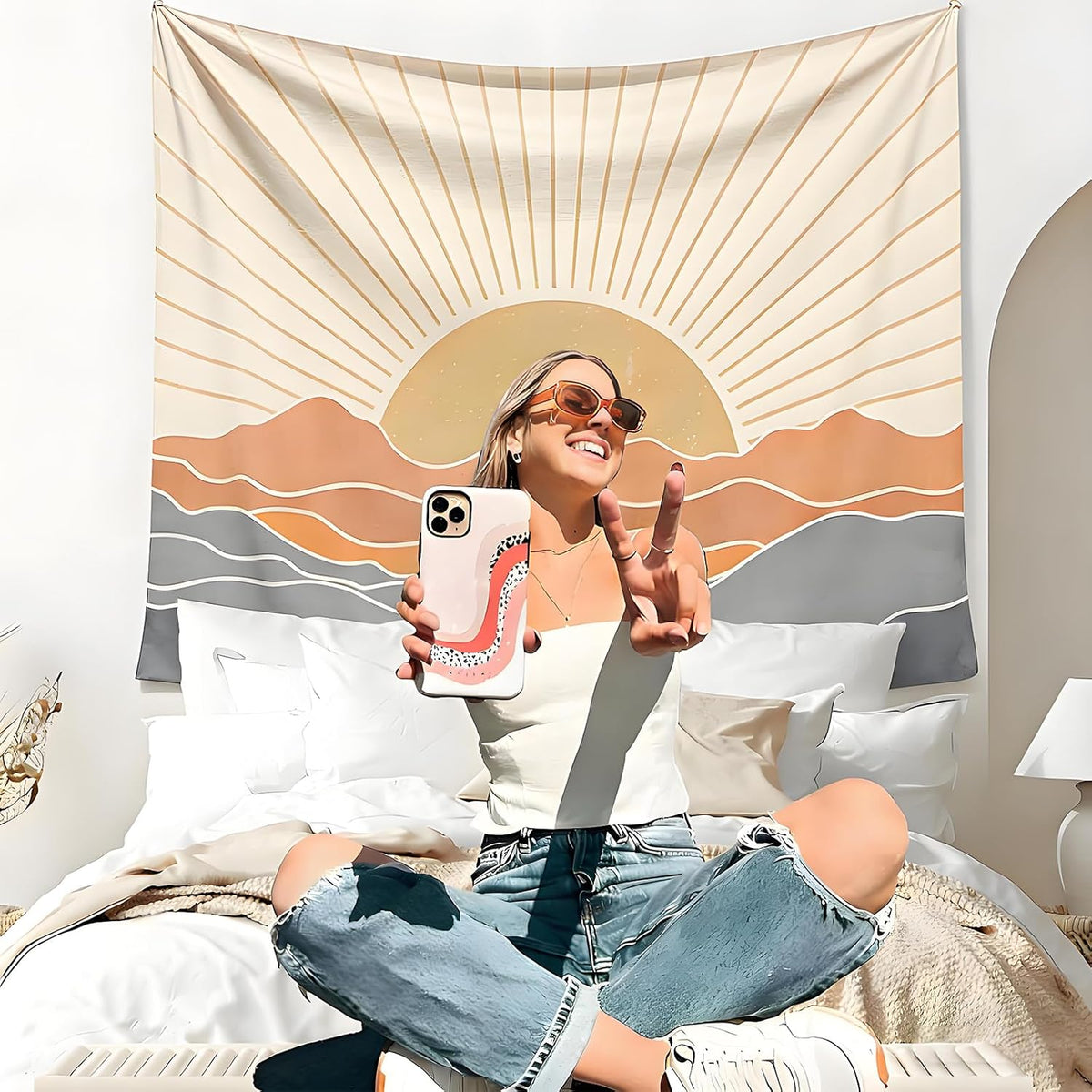 Boho Sun‑Theme Decorative Wall Tapestry
