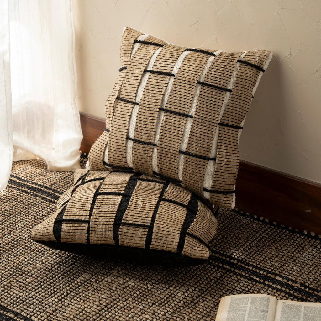 Hemp‑Pattern Woven Striped Throw Pillow