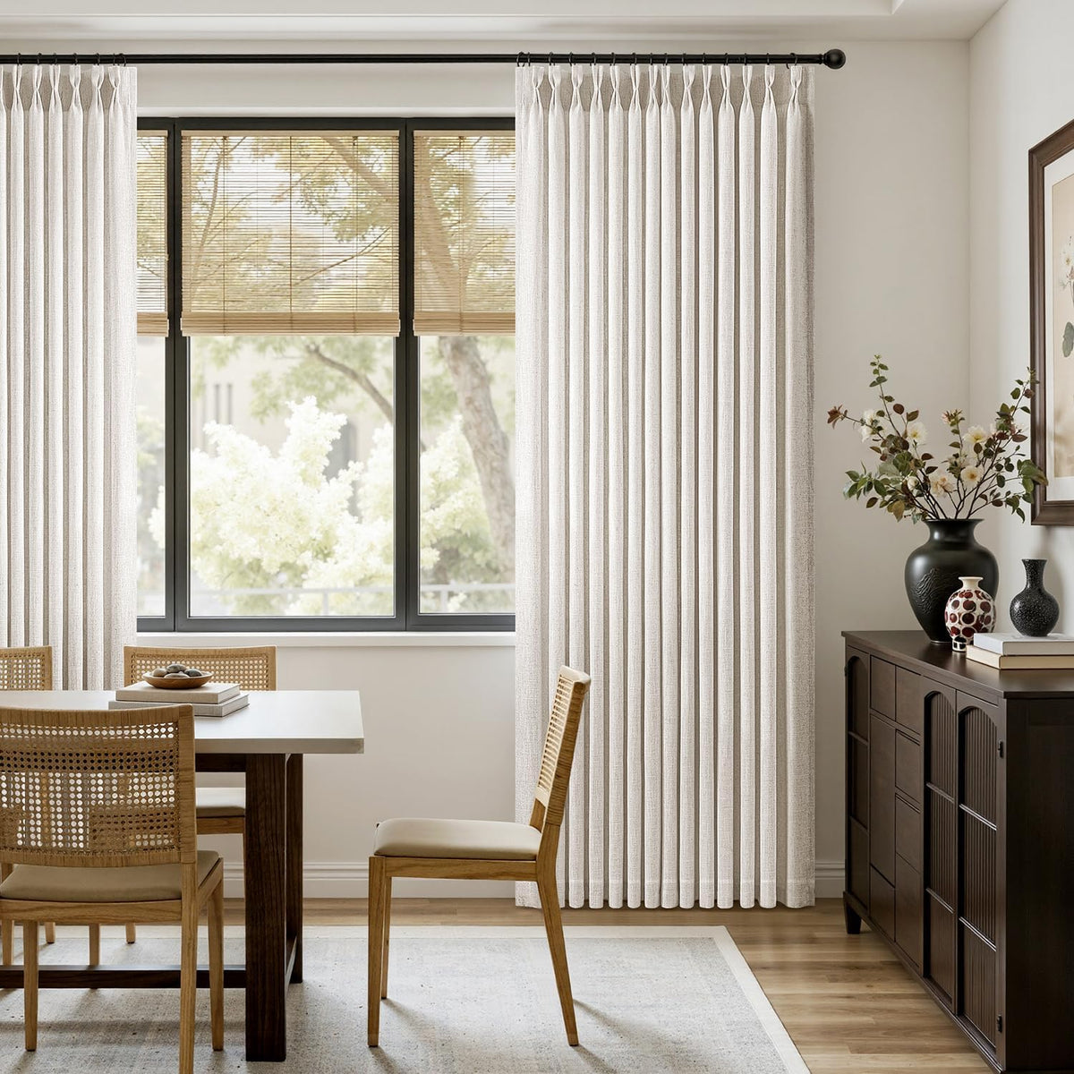 Natural Pinch‑Pleated Linen Window Curtains