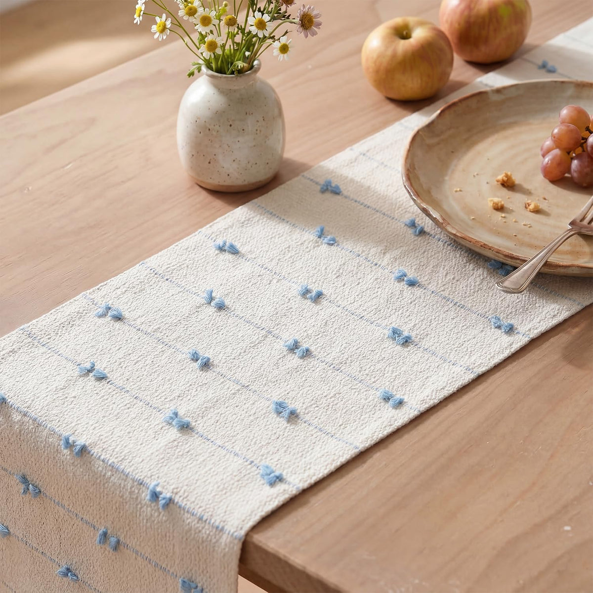 Boho Woven Cotton Farmhouse Table Runner