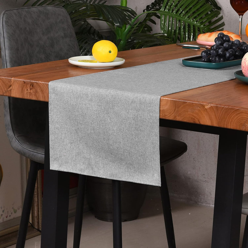 Farmhouse‑Style Grey Cotton Table Runner
